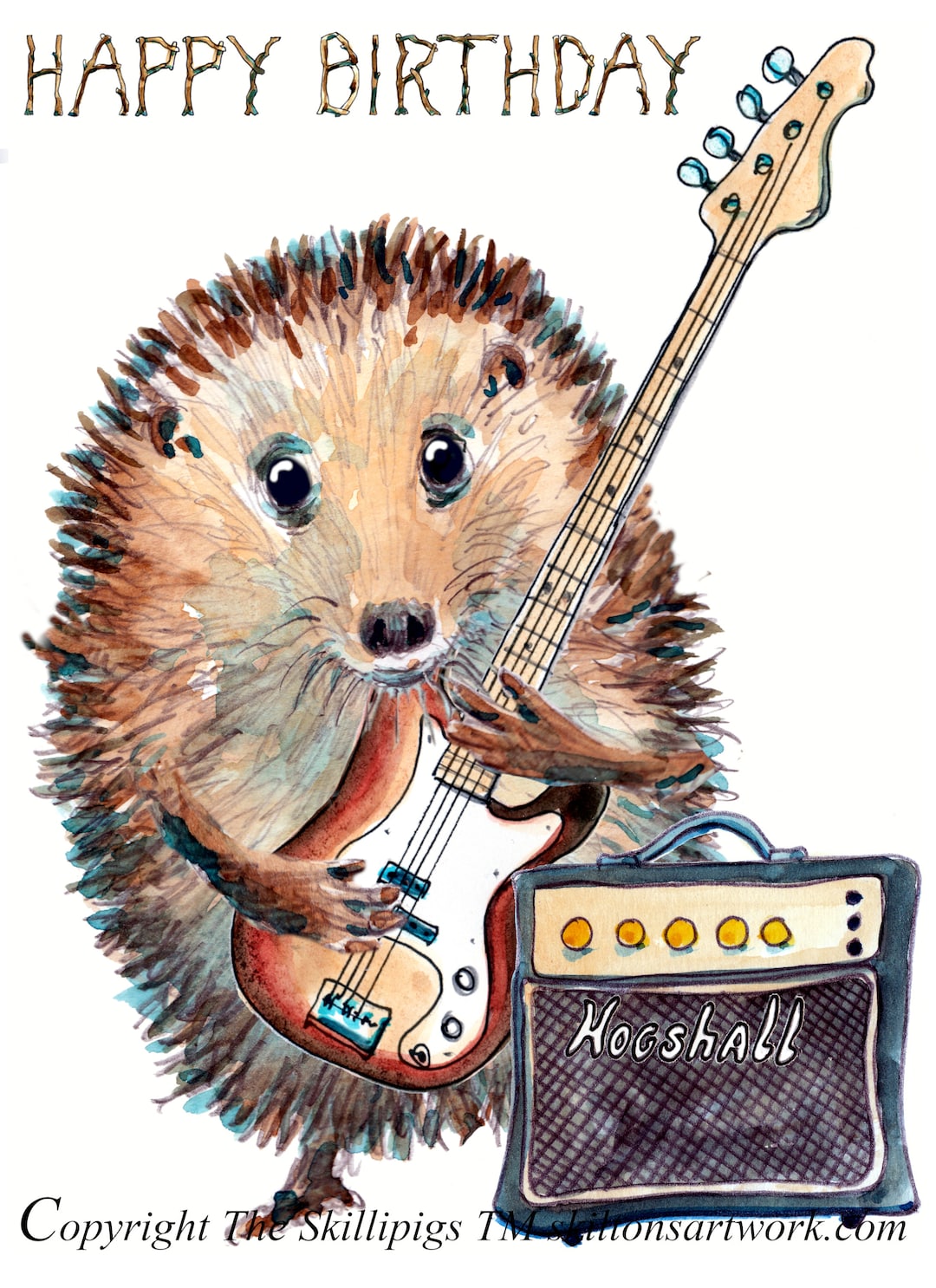 63 ベースギタリストの誕生日カード。ハッピーバースデーカード
