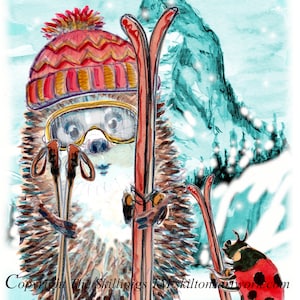 3638 Tarjeta de felicitación de cumpleaños para esquiador. Esquiador esquiando con esquís. Deportes extremos de nieve e invierno en hielo, montañas alpinas. Se puede personalizar.