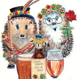 3691 Carte d'anniversaire Morris Dancer. JOYEUX ANNIVERSAIRE À associer avec des bâtons de danse, des sabots, un haut-de-forme, des fleurs, de la bière et des cloches. Peut être personnalisé.