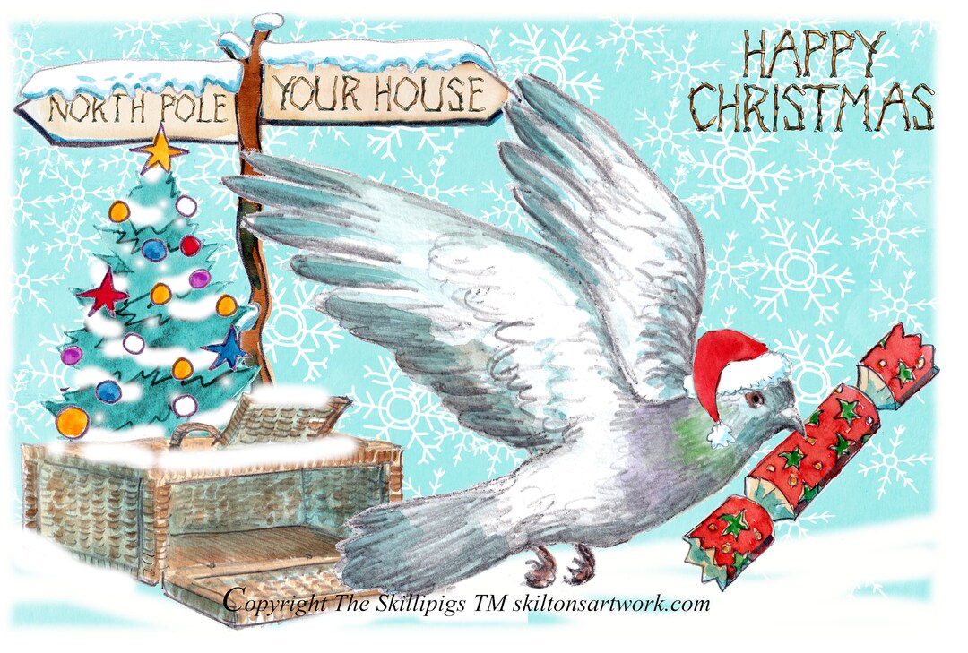 3362 Pigeon Christmas Racing Homing Card. This Can Say a Name as Shown