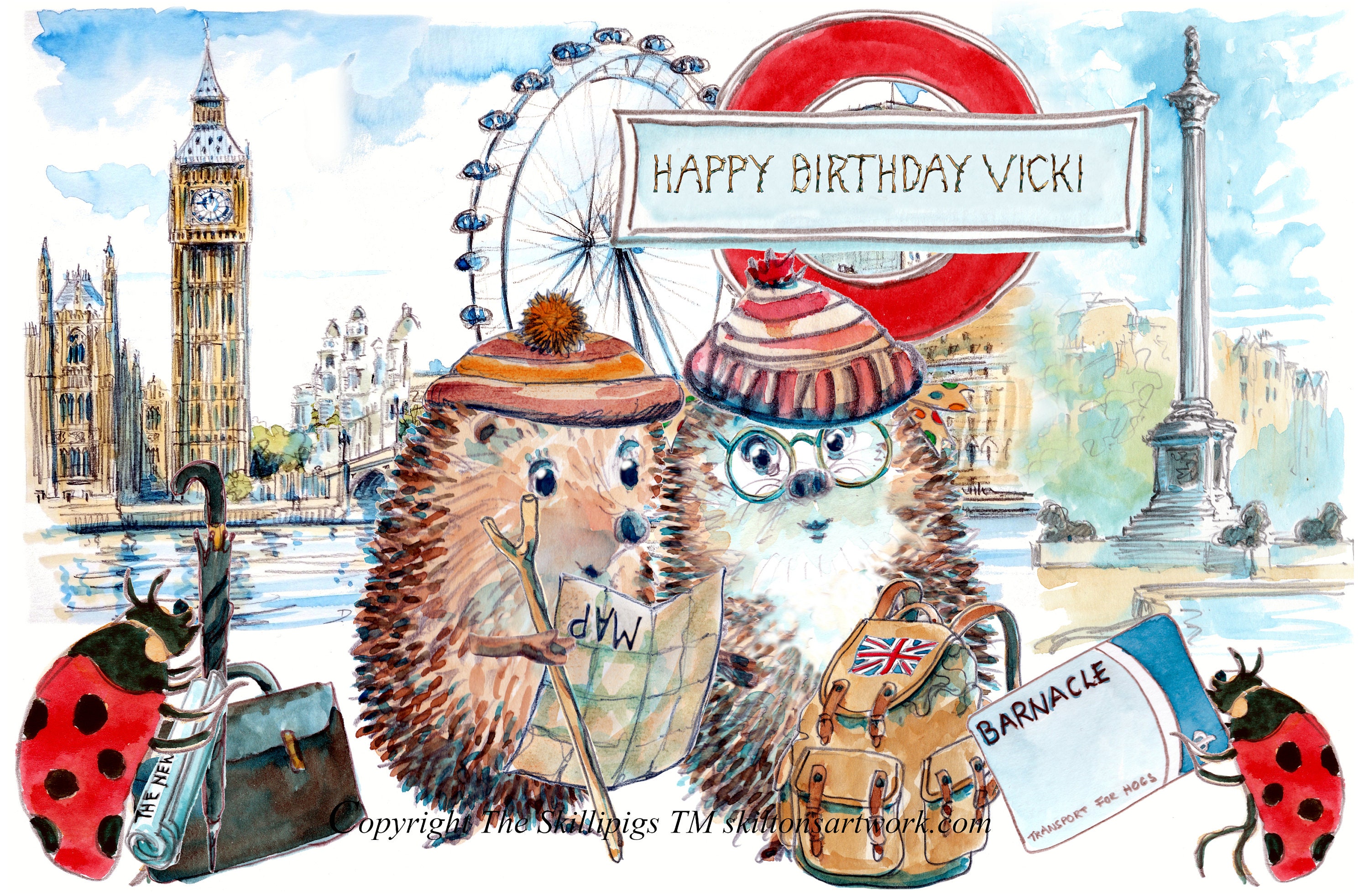 2540 London HAPPY BIRTHDAY Card London Eye Big Ben Westminster