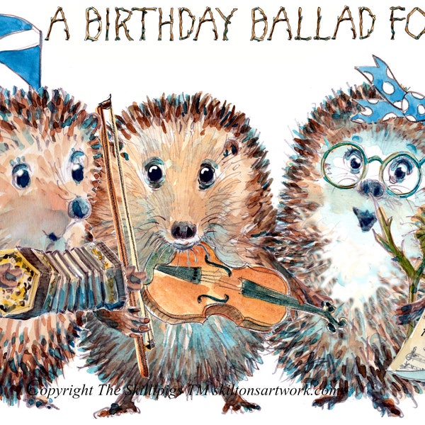 Scottish folk group birthday card A Birthday Ballad for you. concertina violin and singer. This can be personalised with any name. No. 2503