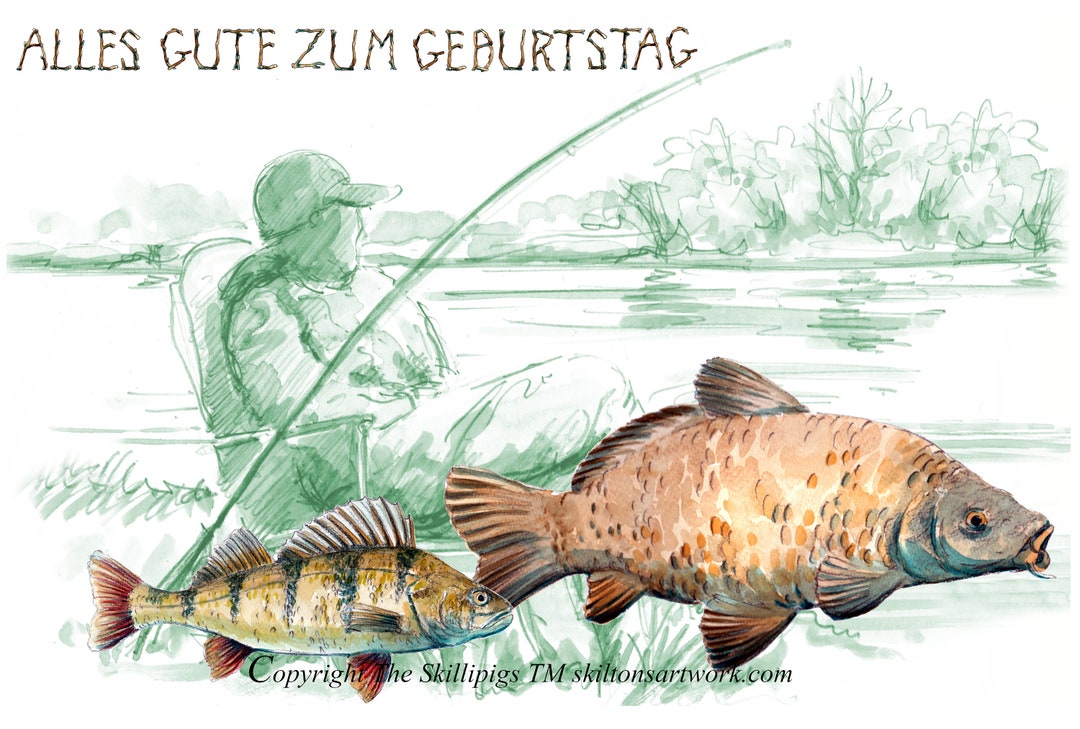 HAPPY BIRTHDAY Allas Gute Zum Geburtstag Deutche Karte Angeln German