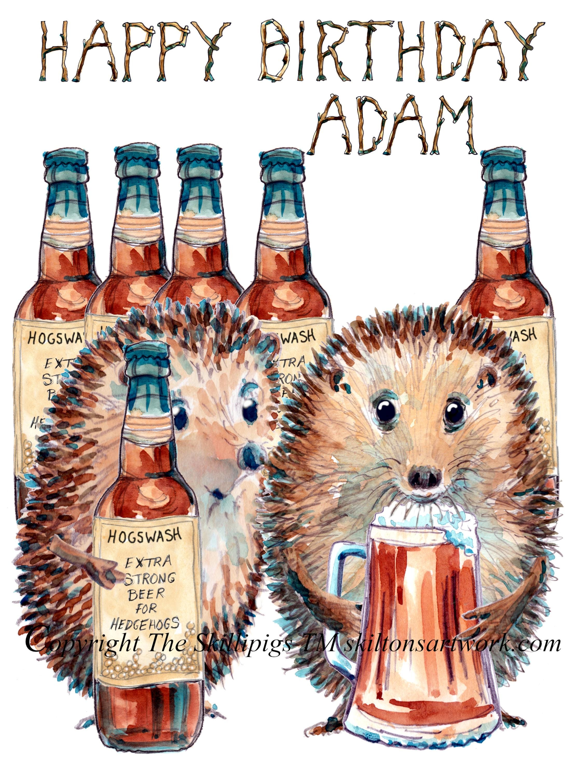 3798 ビール バースデーカード アルコール好きのハリネズミのための