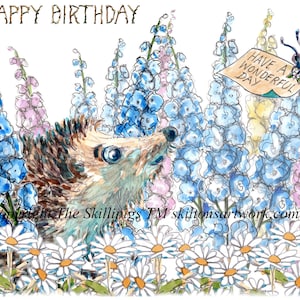 4646 fleurs du jardin carte d'anniversaire pour jardinier passionné amateur de hérisson Peut être personnalisée ou créer une carte de vœux différente.