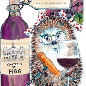 2832 HAPPY BIRTHDAY card with one of our hedgehogs and red wine bottle and glass corkscrew. We can personalise or personalise yourself.