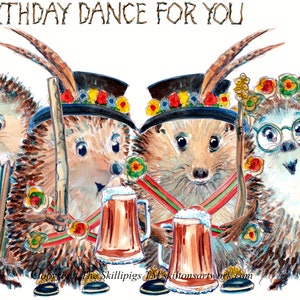 Tarjeta de FELIZ CUMPLEAÑOS 3181 para bailarín Morris. Baile de cumpleaños para ti, con acordeón, cantante, música, mucha cerveza y campanas. Personalizable.