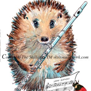 4225 Flûtiste carte HAPPY BIRTHDAY flûtiste ou flûtiste instrument d'orchestre à vent Peut être personnalisé également sans texte comme indiqué