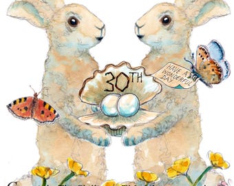 ICG Splendido biglietto di compleanno per fidanzato: orzo con coccole e cuori in rilievo con dettagli in lamina