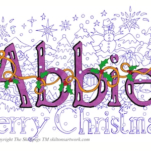 Feliz Natal! Cartões de Natal com o nome de qualquer menina. Estes cartões são personalizados com o nome de qualquer menina, nesta cor e neste estilo. Nº 2 ETSY