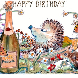 3644 Carte d'anniversaire pour hamac de jardin JOYEUX ANNIVERSAIRE. Fleurs d'été. Prosecco Idéal à donner avec une bouteille et une souris. Peut être personnalisé