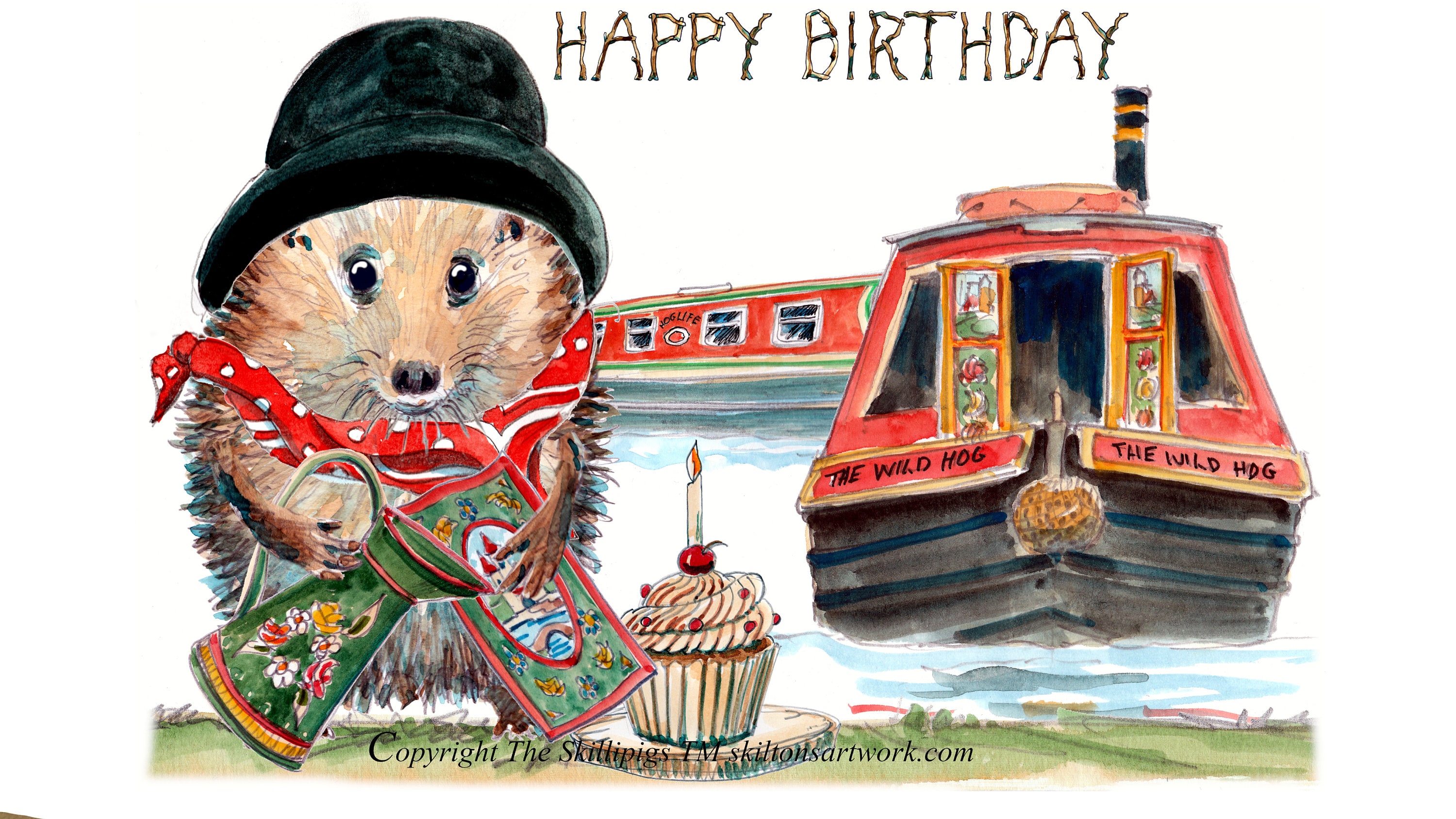 Doodlecards Birthday Card For Him Canal Scene Medium Size With Plain Envelope - View #2