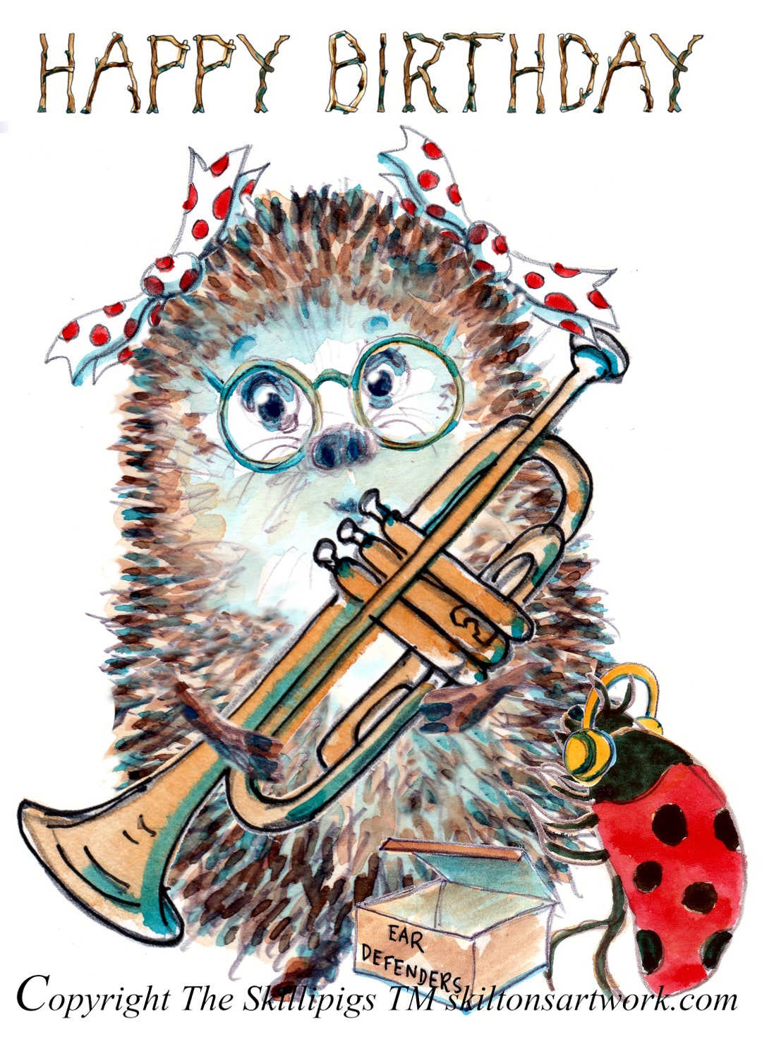 Happy Birthday Trumpet Player Female Hedgehog This Can Be Personalised