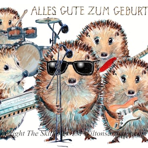 3872 Alles Gut zum Geburtstag, bluesband gelukkige verjaardagskaart Duitstalige coole gitaarmuziek mondharmonica. Kan worden gepersonaliseerd