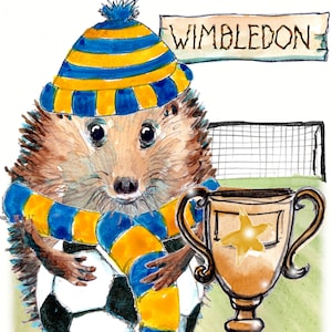 Wimbledon torcedor de futebol FELIZ ANIVERSÁRIO chapéu cachecol e futebol. azul e amarelo Kit. Pode ser personalizado. No.1 WIMBLEDON