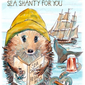 3047 Shantyzanger HAPPY BIRTHDAY-kaart Yo Ho Ho een verjaardagsshanty voor jou. Liedboek Een visser met een zeilschip Kan gepersonaliseerd worden.