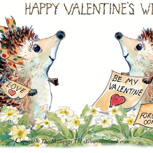 3675 verspätete Valentinskarte. HAPPY VALENTINES WEEK Valentinstag Karte zu geben, wenn Sie vergessen haben!! zwei Igel Frühlingsblumen. Kann personalisiert werden