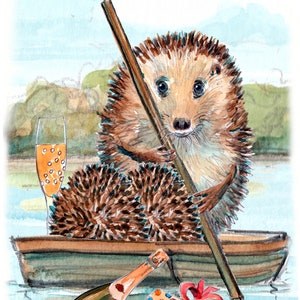 3684 Punting Happy birthday kaart Punting boat Oxford of Cambridge University River, misschien Egel natuurlijk. Kan worden gepersonaliseerd.