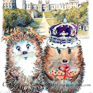 4305 Windsor Castle Verjaardagskaart met koning en koningin varken De lange wandeling naar de koninklijke residentie Kan worden gepersonaliseerd.