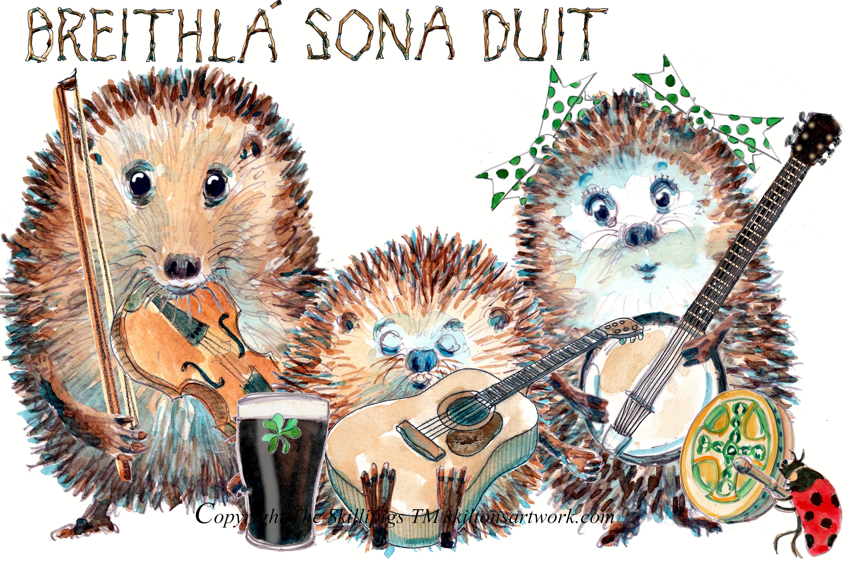 2980 Irish Happy Birthday Card Breithla Sona Duit Card Irish Gaelic Folk  Group. Guitar, Violin and Banjo and Stout. This Can Be Personalised - Etsy  Singapore, image size:3000x1971