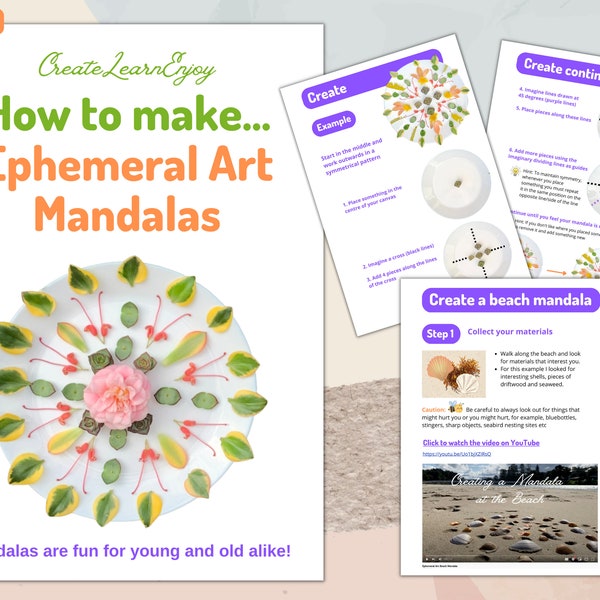 Art - How to Make Ephemeral Art Mandalas with Natural Materials; full video, instructions, resource links. For all ages.