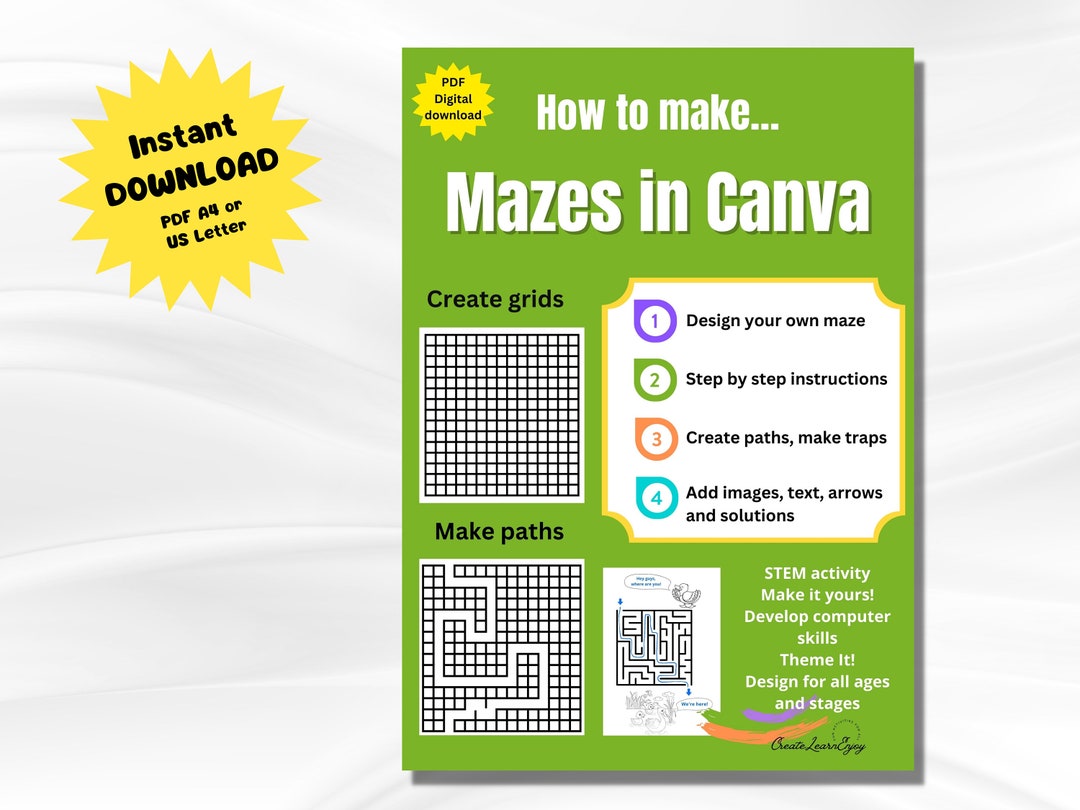STEM How to Make Mazes in CANVA Step by Step Instructions Using Free