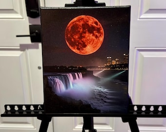 Impresión en lienzo de Luna de sangre sobre el Niágara