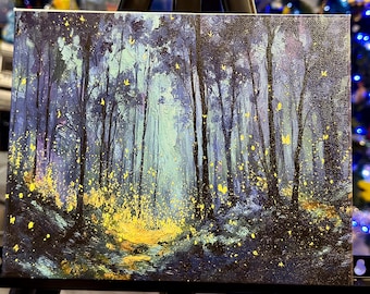 Impresión en lienzo del bosque de luciérnagas