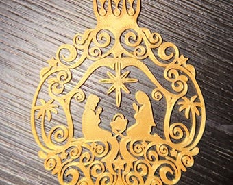 Adorno navideño impreso en 3D de la Natividad, nacimiento de Jesús, cristiano, 10 cm de diámetro