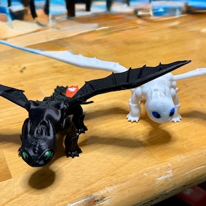 3D Printed Flexi Toothless and Light Fury