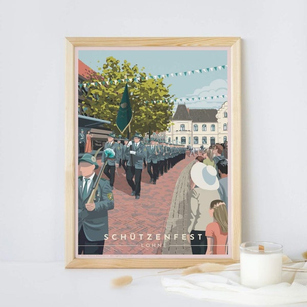 Lohne Schützenfest Kunstdruck Poster Retro-Reiseposter Giclée-Druck
