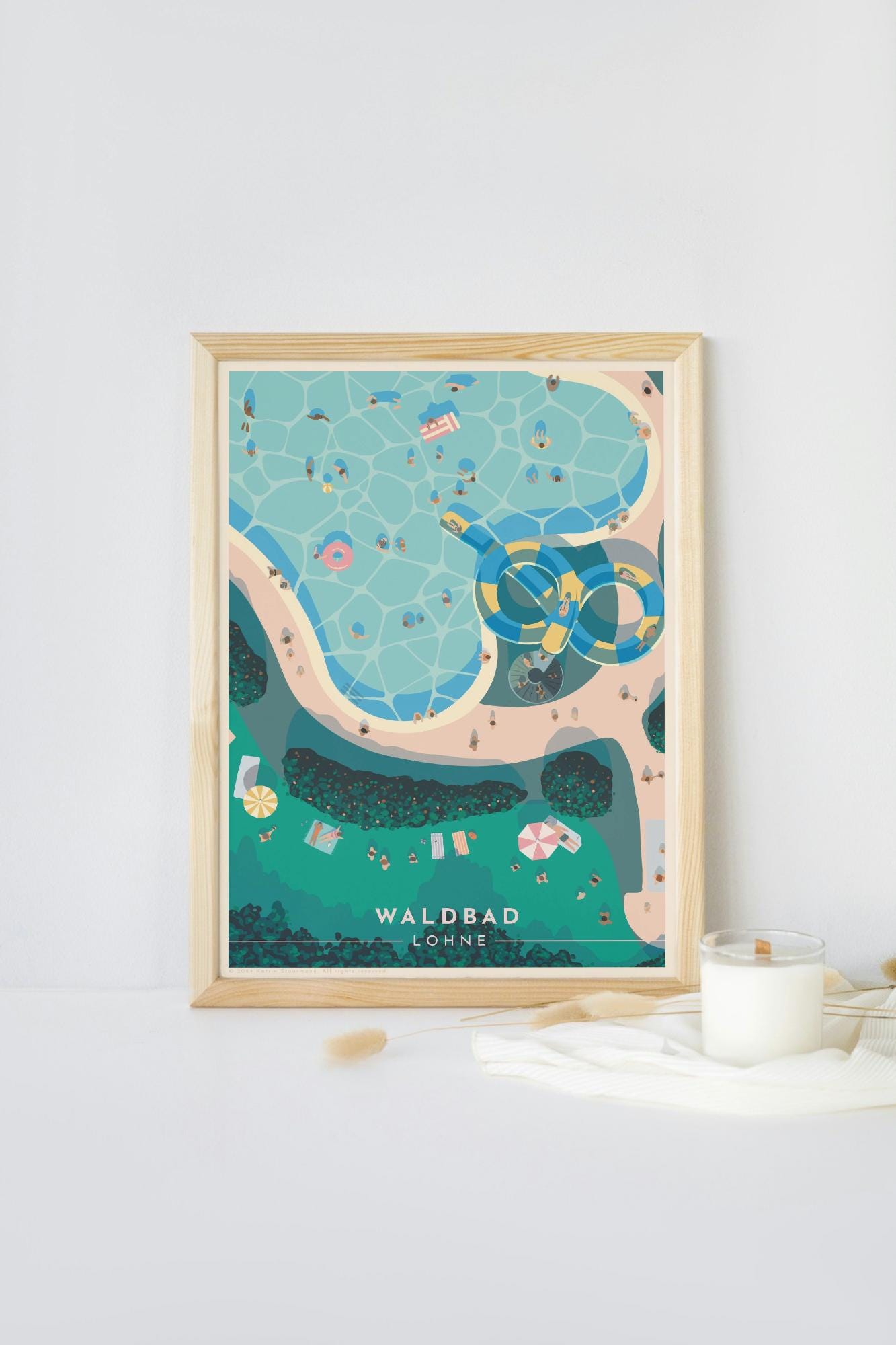 Lohne Waldbad art print poster retro travel poster giclée print outdoor pool