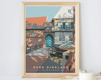 Burg Dinklage Poster Giclee Art Print Travel Poster