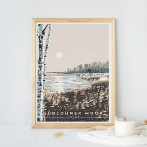 Lohne Südlohner Moor Kunstdruck Poster Retro-Reiseposter Giclée-Druck