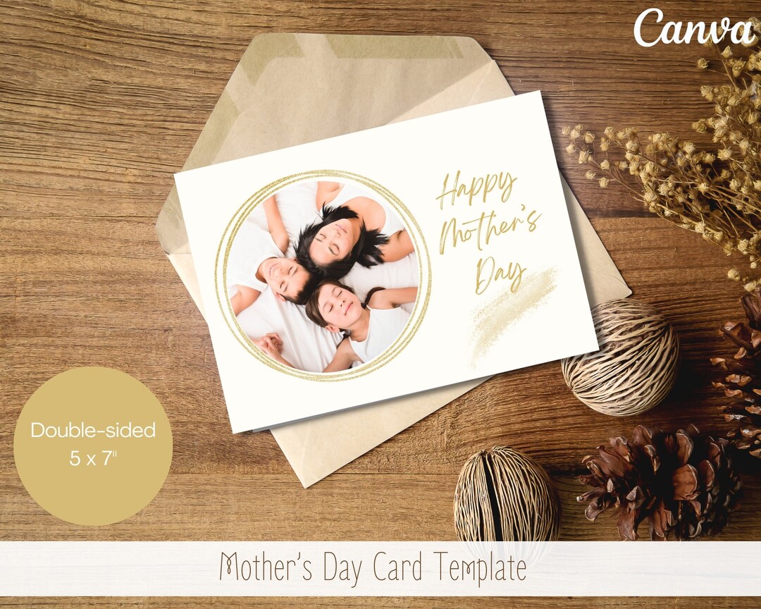 Editable Mother's Day Card Template, Happy Mothers Day Gift, Photo ...