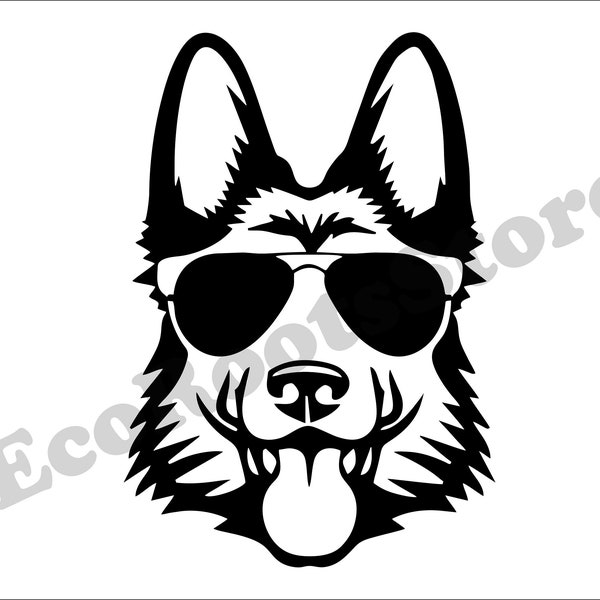 DOG GLASSES SVG, Dogs Svg, Dog Lover Svg, Glasses Svg, German Shepherd Svg, Tshirt Designs, Cut File Cricut, Silhouette, Dog Decal, Png, Eps