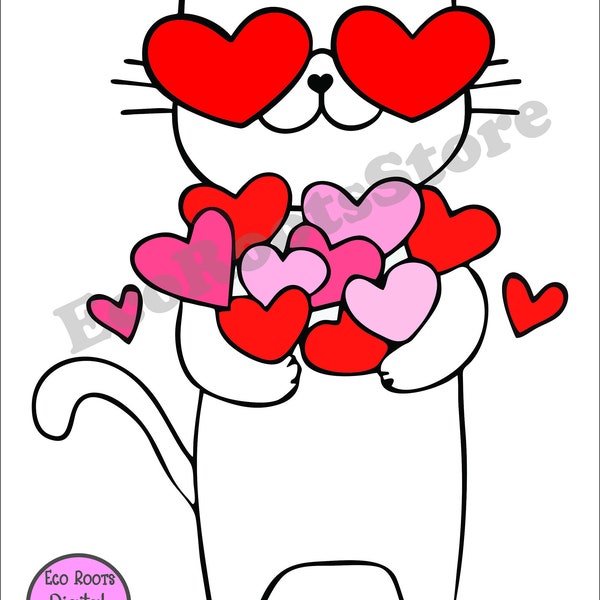 Cat Valentines SVG, Cat Svg, Valentines Svg, Valentines Day Svg, Love Svg, Cat Lover Svg, Valentines Cut File, T-shirt File,Valentine Decal