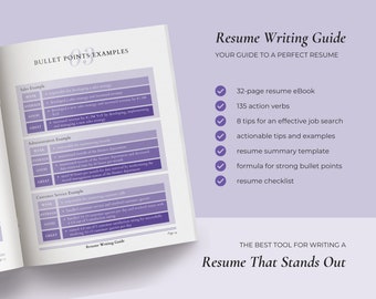 Resume Builder, Resume Tips, Resume Format, Digital Download, Resume Writing Guide, 135 Action Verbs Effective Job Search CV Guide Ebook