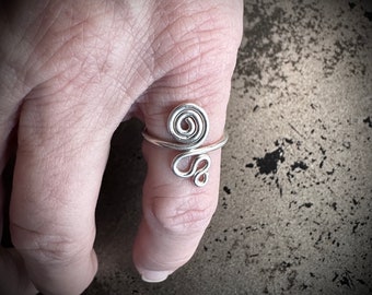 1960's Vintage Sterling Silver 925 Wire Curly Ring