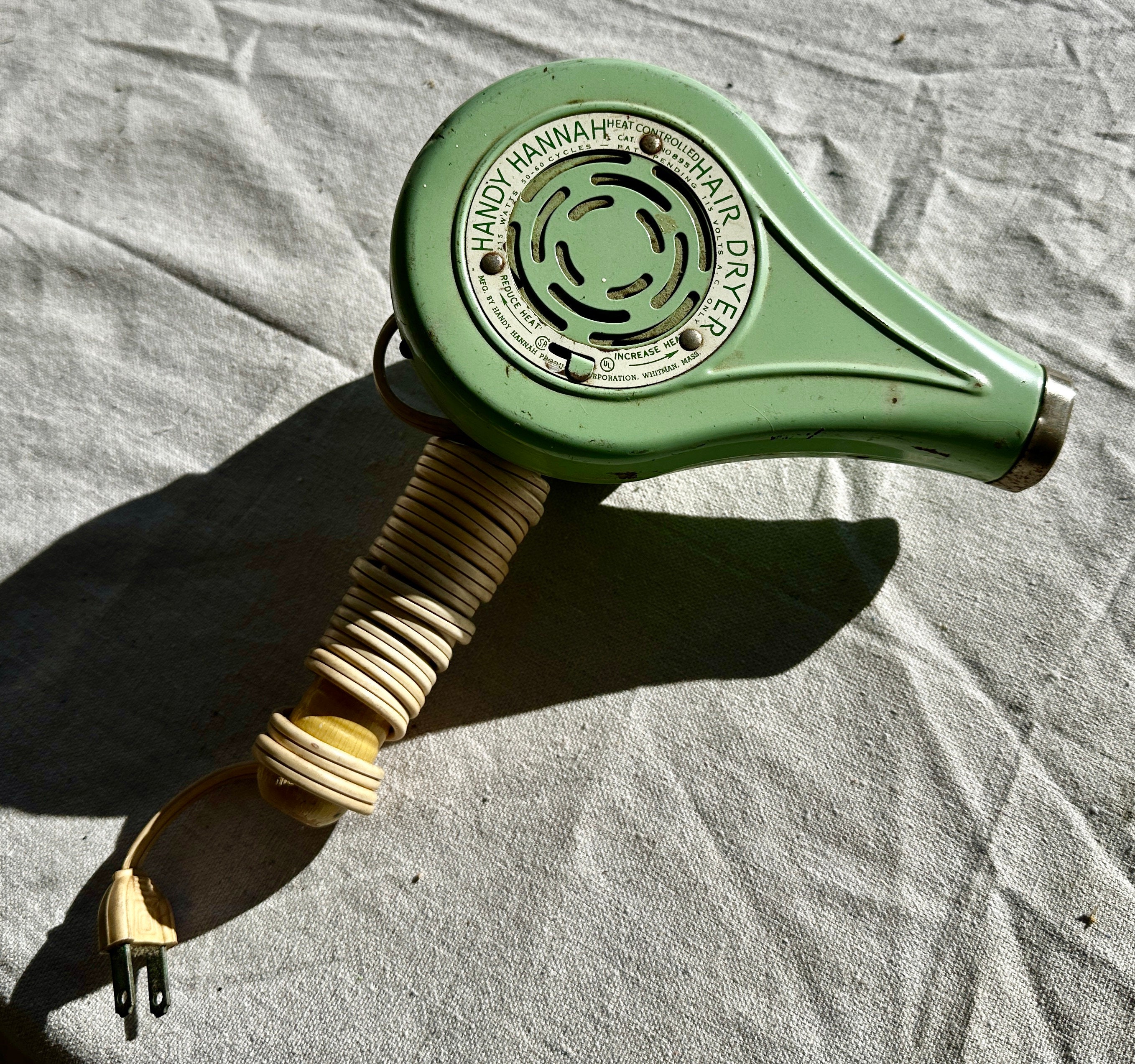 【アメリカヴィンテージ 】HANDY HANNAH社　ヘアードライヤー　ミント VINTAGE HANDY HANNAH HAIR DRYER, MINT GREEN, TESTED, WORKING