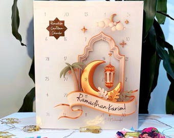 Calendario de cuenta regresiva para el Ramadán y el Eid: regalos y mensajes islámicos (30 días)