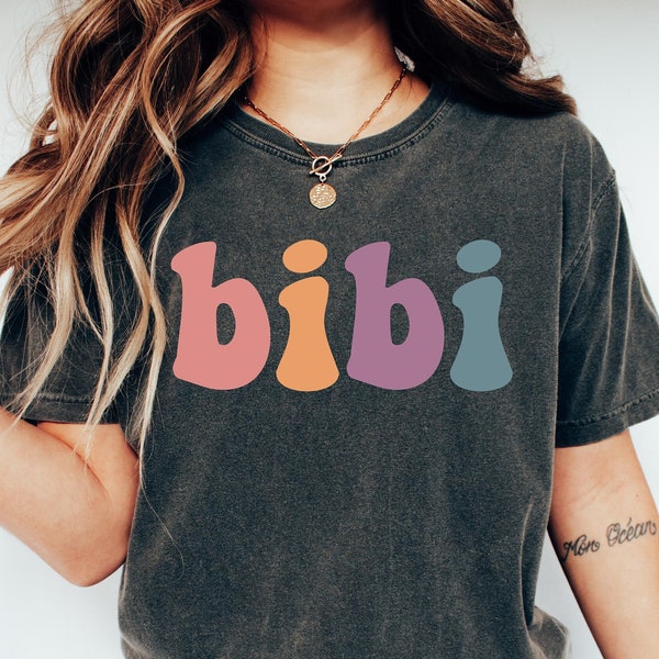 Comfort Colors Bibi T-shirt, Retro Bibi Tee Shirt, Personalized Bibi T-shirt, Cute Mom Shirt, Custom Mom Tshirt, Funny Mama Shirt