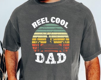 Comfort Colors Reel Cool Dad Shirt Fishing Tee, Funny Father's Day Gift for Dad, Retro Fisherman T-Shirt, Gift for Fishing Dad