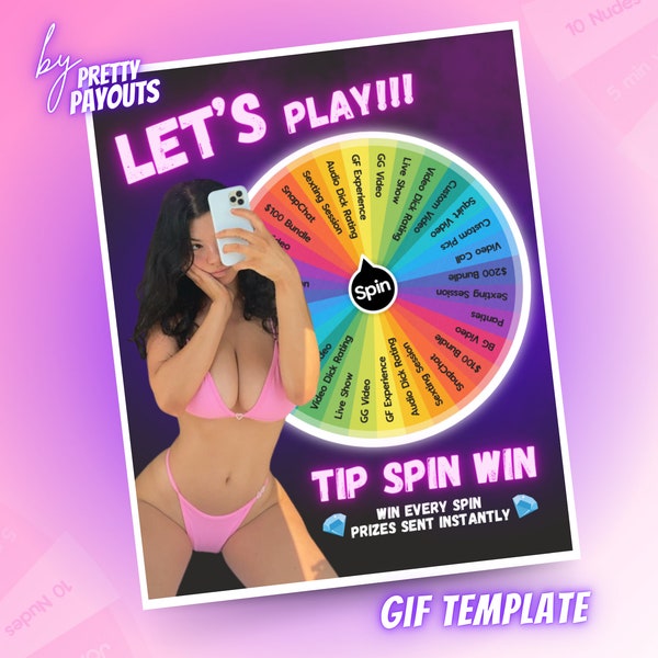 Spin The Wheel, OnlyFans Spin Wheel, OnlyFans Tip Game, Tipping Game, Tip Spin Win, Canva Template, Fansly, LoyalFans, Camming, Cam Girl