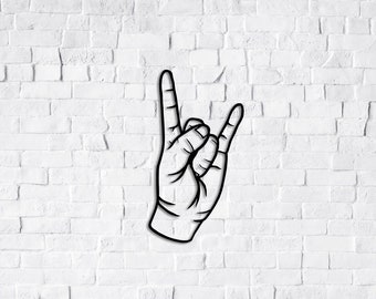 Rock on Hand Metal Wall Art, Rock and Roll Wall Art, Musicians Gift, Rock Lover Gift, Music Lover Gift, Rock on Hand Gesture, Rock Wall Deco