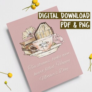 Afdrukbare moederdagkaart | Voor theeliefhebber moeder, moederdag citaat kaart, downloadbare wenskaart voor moederdag, moeder gedicht kaart digitaal