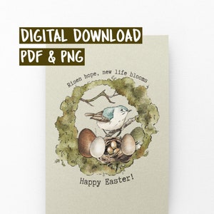 Cartolina d'auguri di Pasqua stampabile / Biglietto di Pasqua per il download digitale, Carta di Pasqua dell'ultimo minuto, Cartoline di Pasqua stampabili per adulti, Cartoline di Pasqua