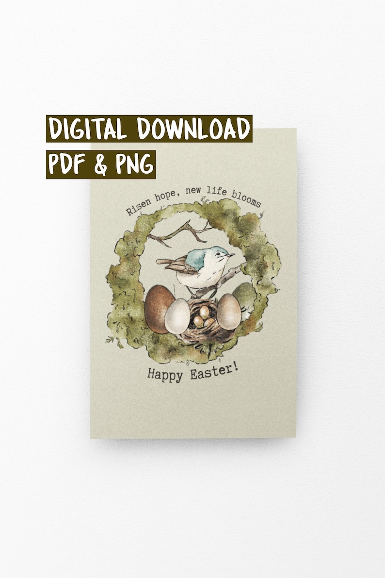 Printable Easter Greeting Card Digital Download Easter Card, Last Minute Easter Card, Printable