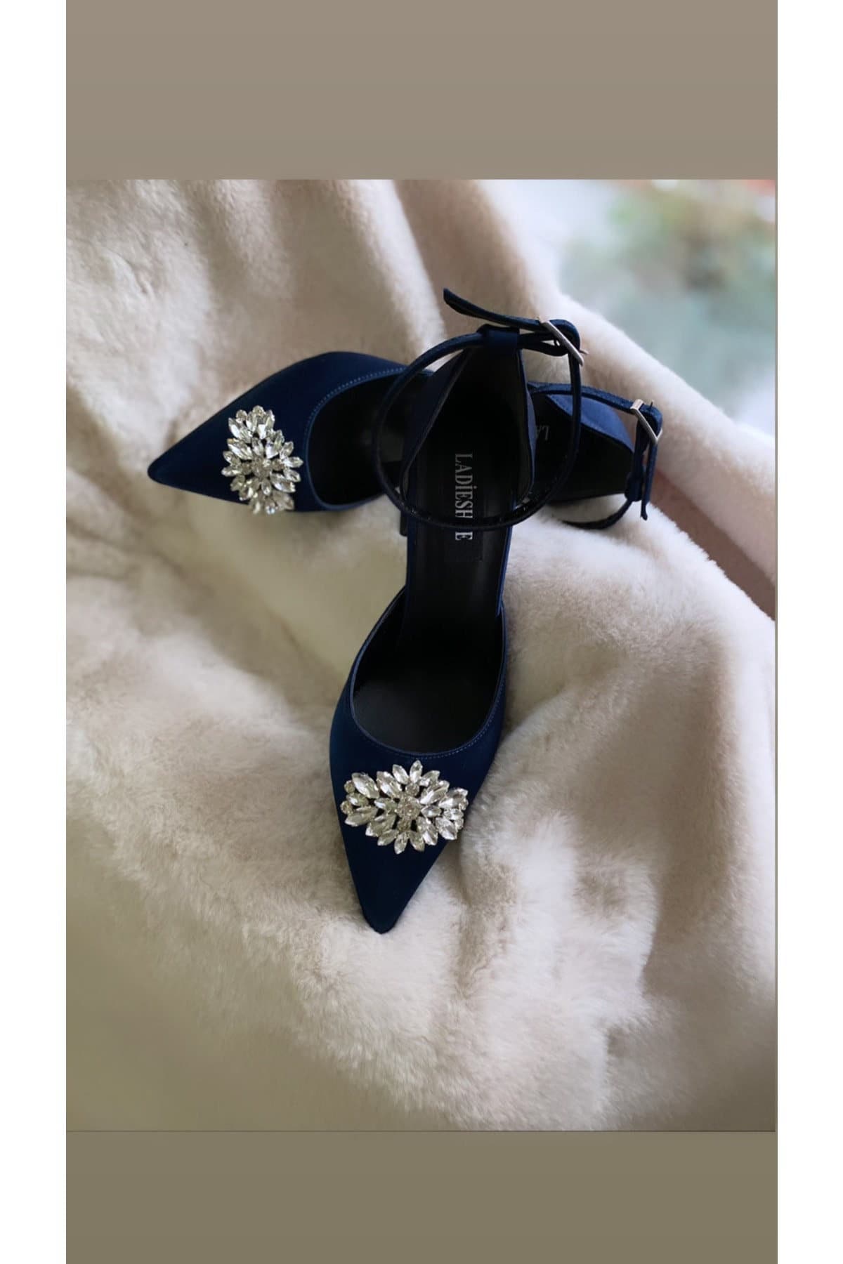 navy blue satin heels