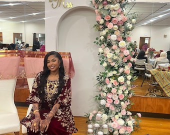 Burgundy Somali Bridal Diraac | African wedding outfit | George| Western Clothing| Sudanese toub | Wedding Caftan | Maqbal fulba